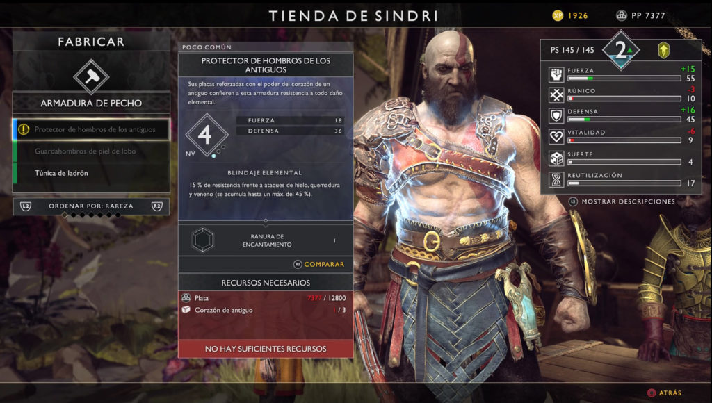 Captura del juego God of War IV, dentro de una tienda
