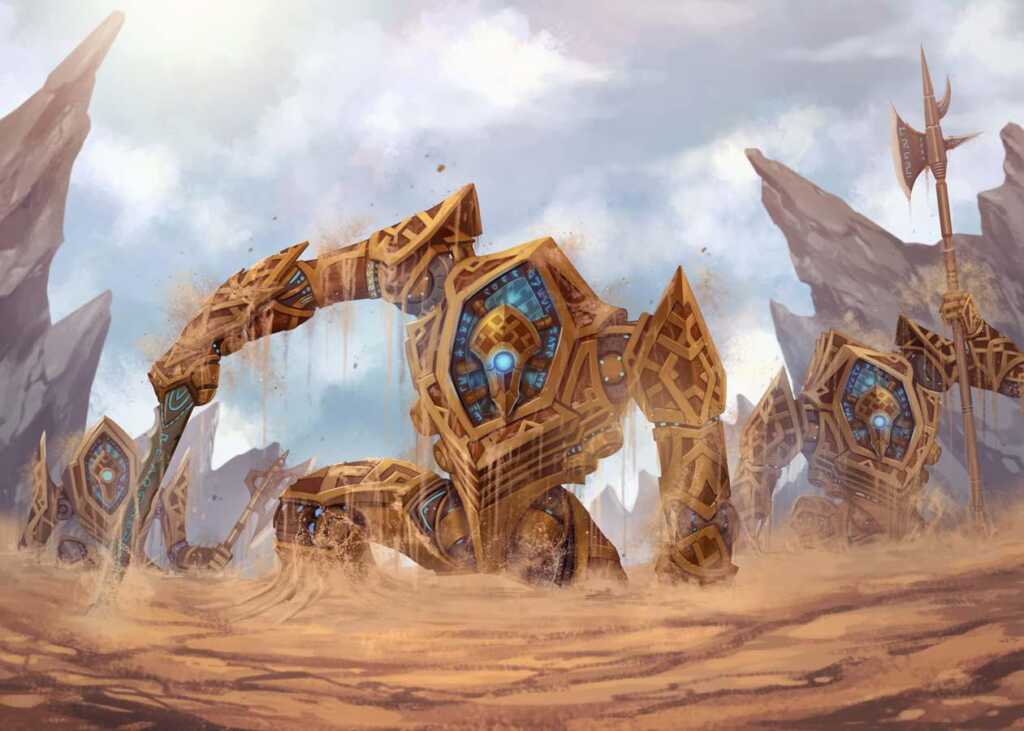 Tres autómatas despertando en las arenas de Jistka