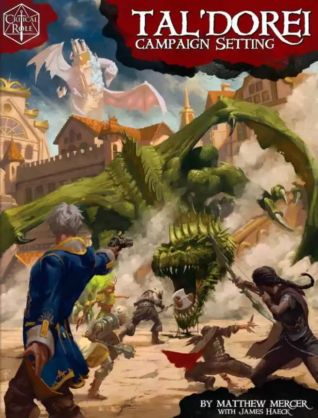 Portada de la primera edición de Tal'doreu: Campaing Setting Portada de la primera edición de Tal'doreu: Campaing Setting. Vemos a un grupo de aventureros enfrentándose a un dragón verde.