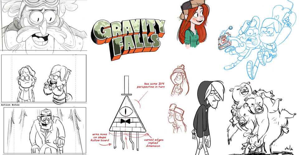 Borradores de algunos personajes de la serie