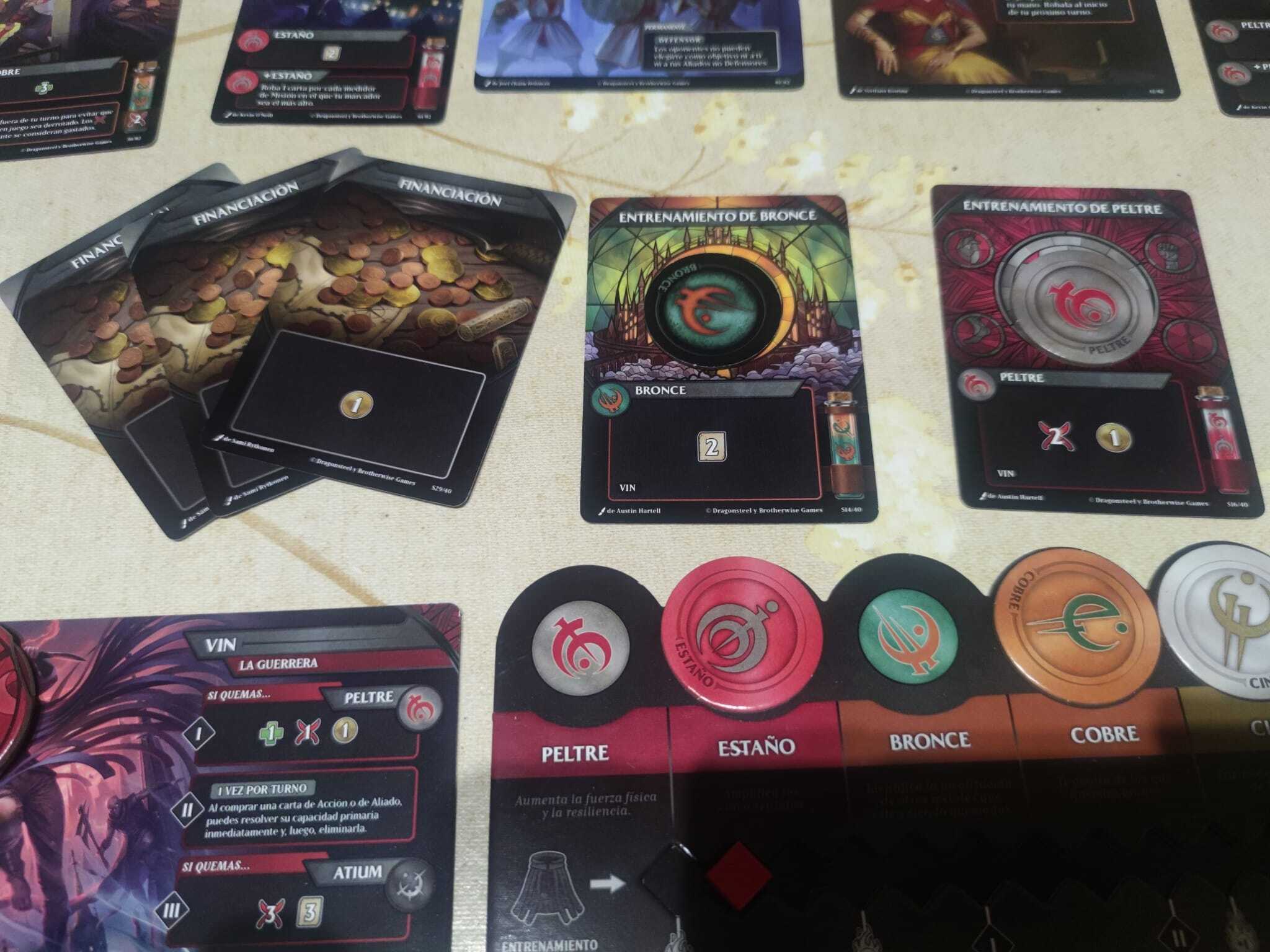 En el ejemplo Quemamos Peltre para activar su Entrenamiento y Avivamos Bronce para el suyo