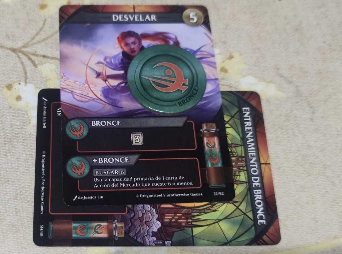 Ejemplo para activar una carta. en este caso usamos un vial y Quemamos Bronce